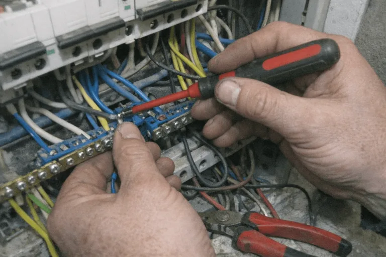 Detaillierte Werkzeuge und Hände eines Fachmanns bei der konzentrierten Arbeit