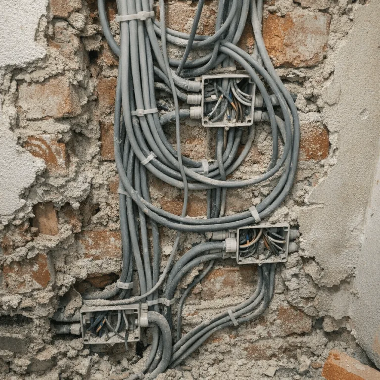 Komplexe Verlegung neuer Stromleitungen bei einer Hausrenovierung